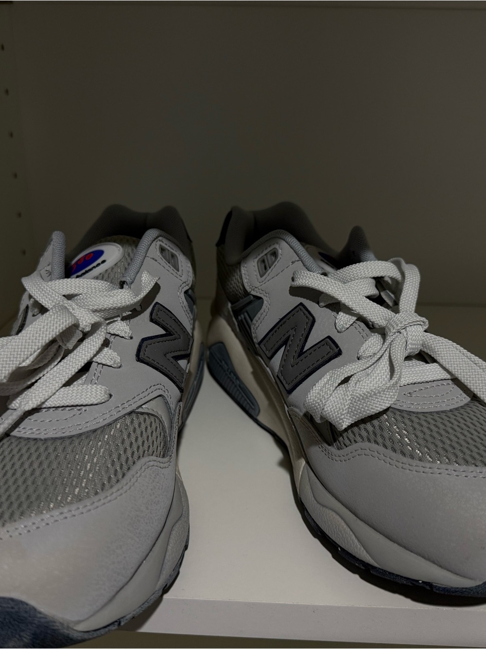 New Balance Men's Light Gray and Navy Athletic Sneakers